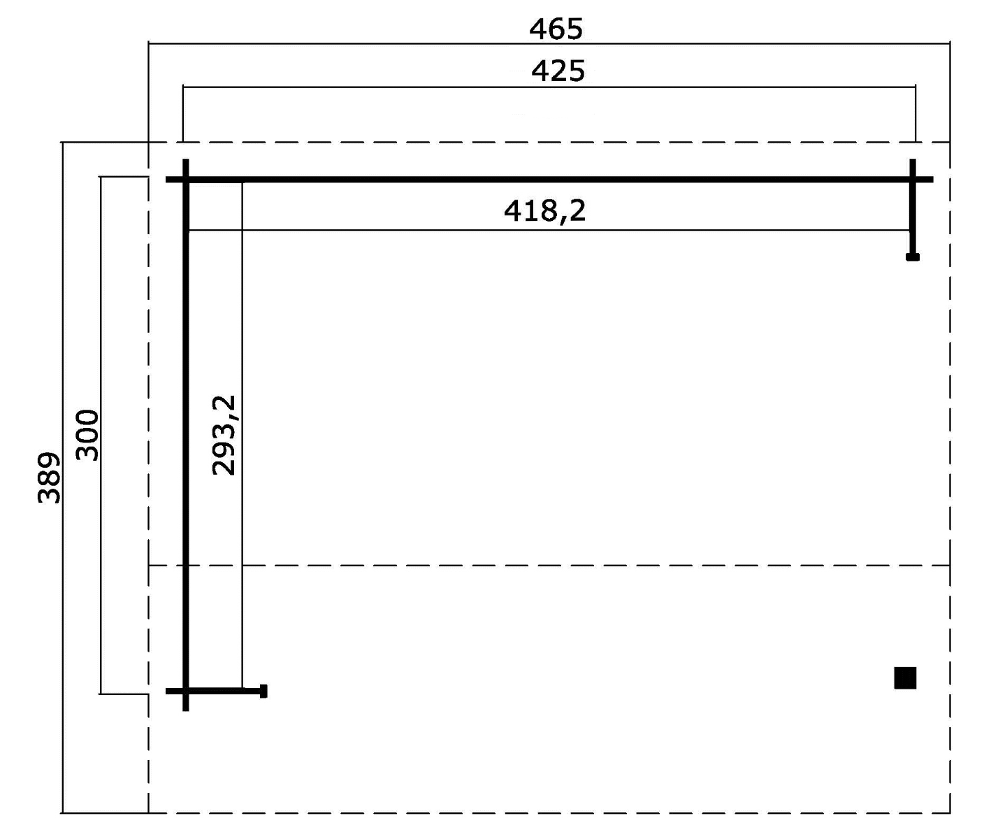 Blokhut Rosea 425x300 cm plattegrond