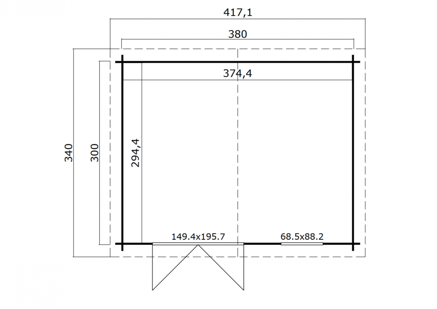 Blokhut Arvid 300 400x320 cm plattegrond
