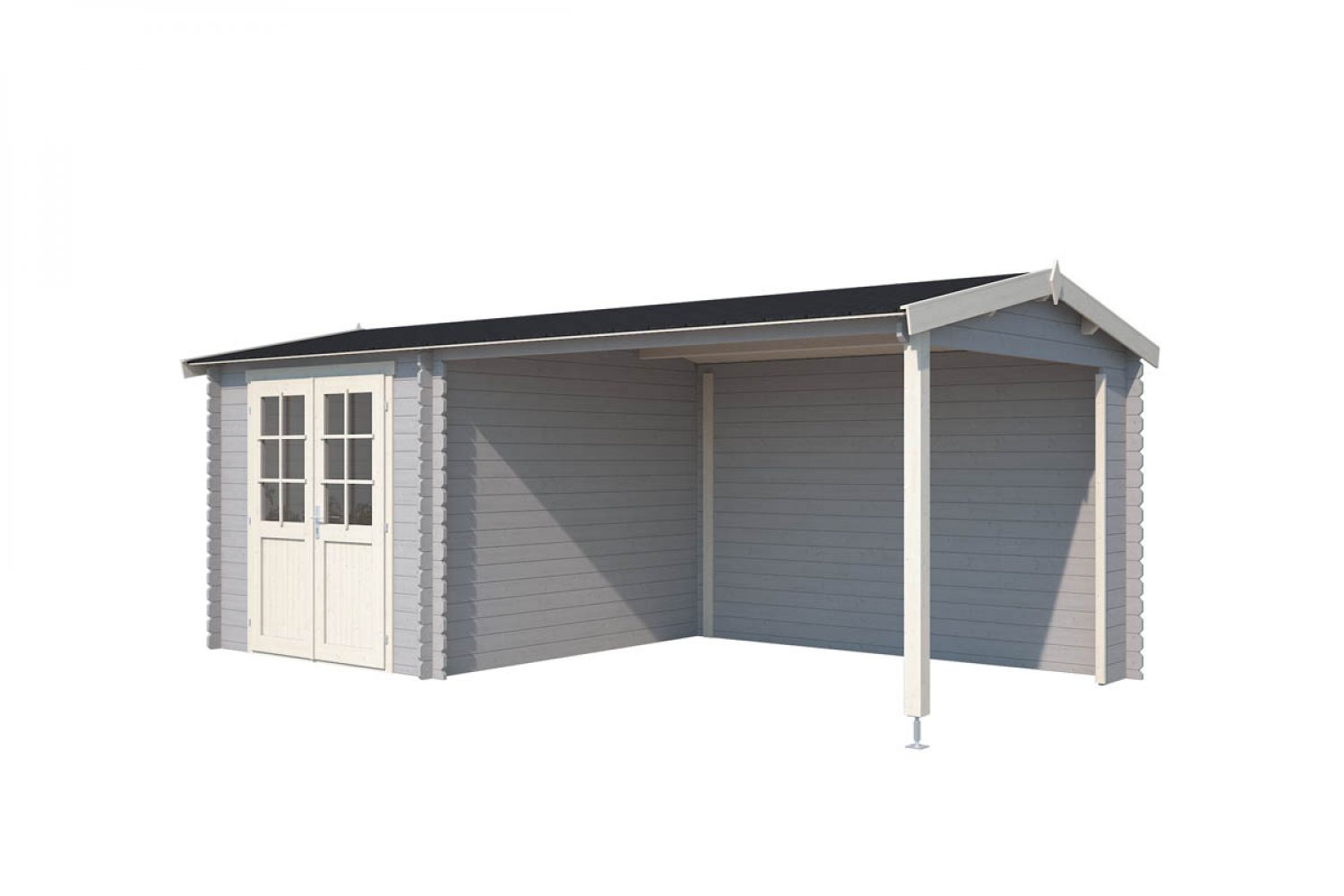 Blokhut Karyna 570x275 cm - Platinum Grey-Wit gecoat secondary