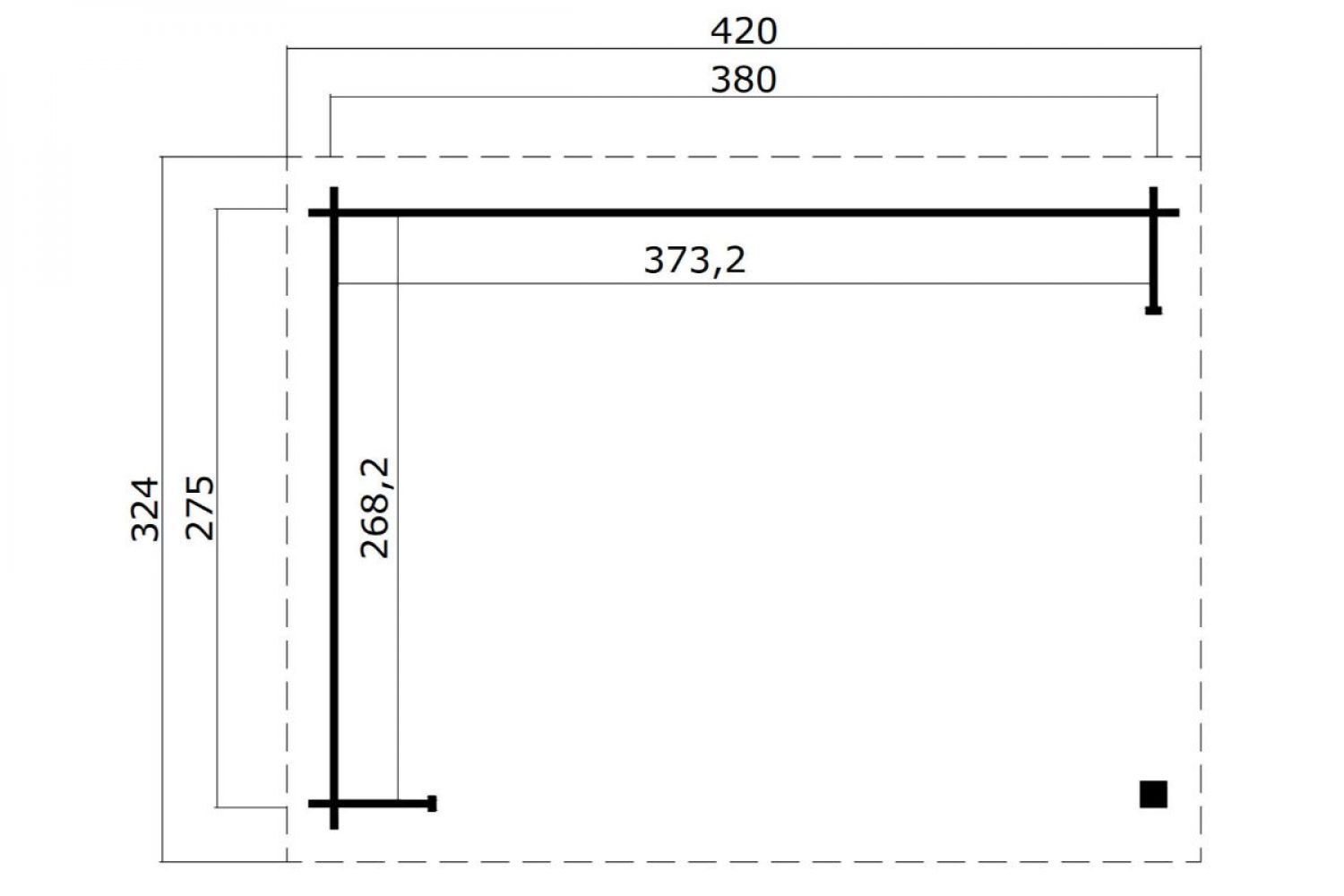 Blokhut Lara 380x275 cm plattegrond