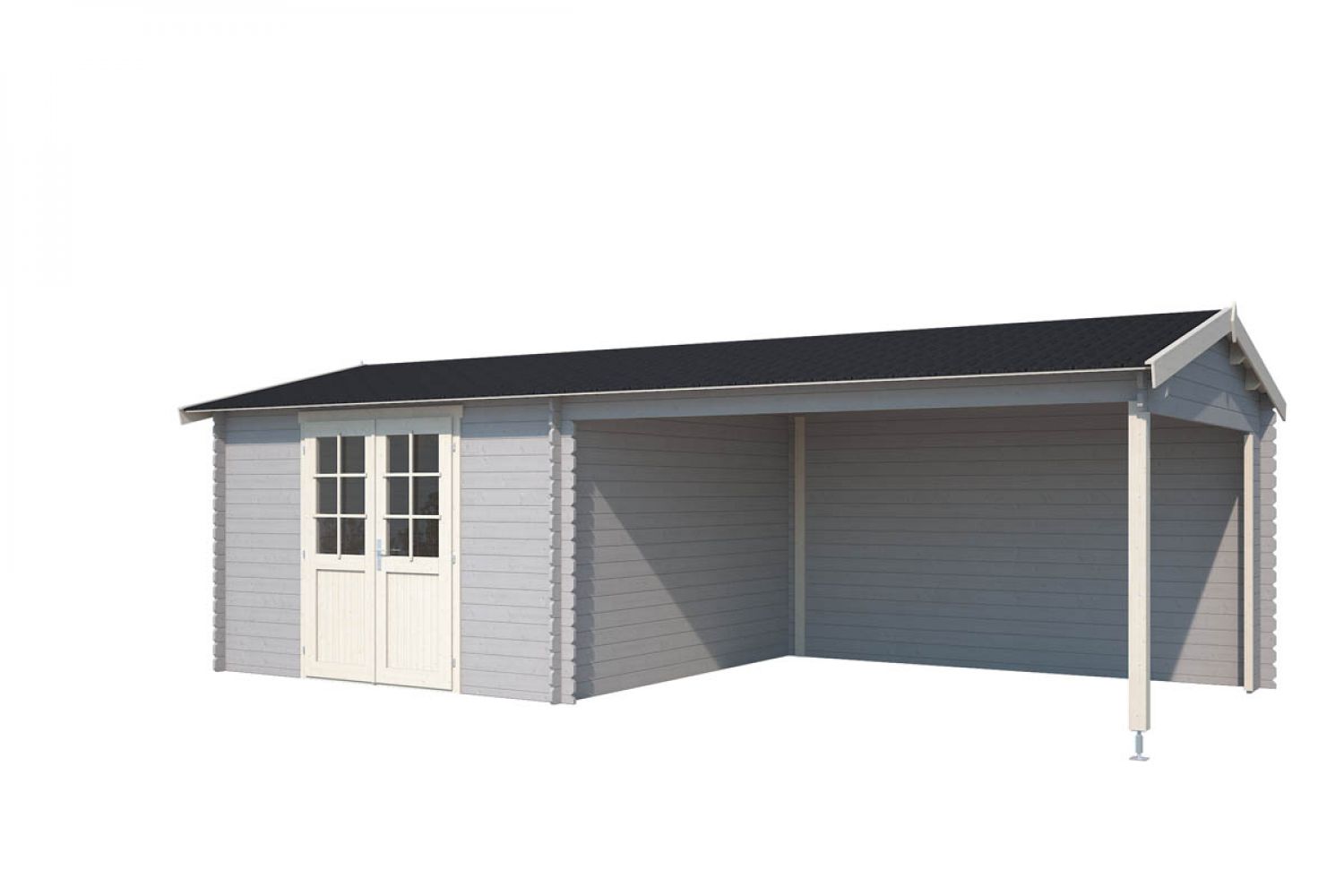 Blokhut Madita 710x330 cm - Platinum Grey-Wit gecoat secondary