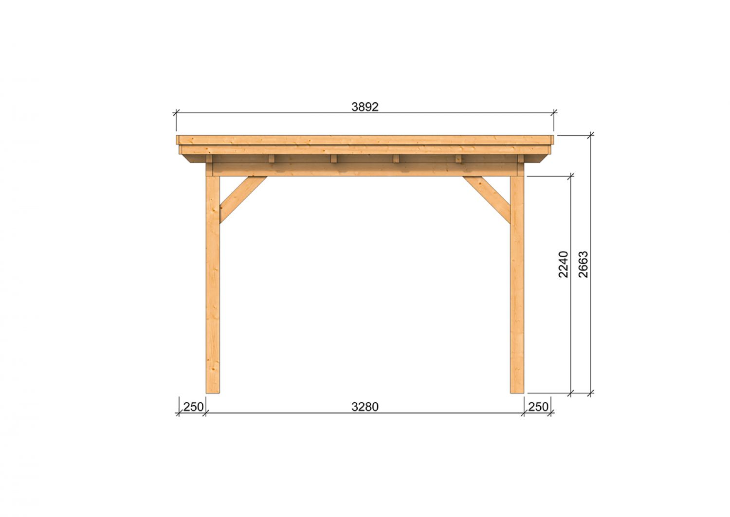 Overkapping Plat Dak Odense XL Type 2 Red Class Wood 550 x 378 - Zwarte wanden