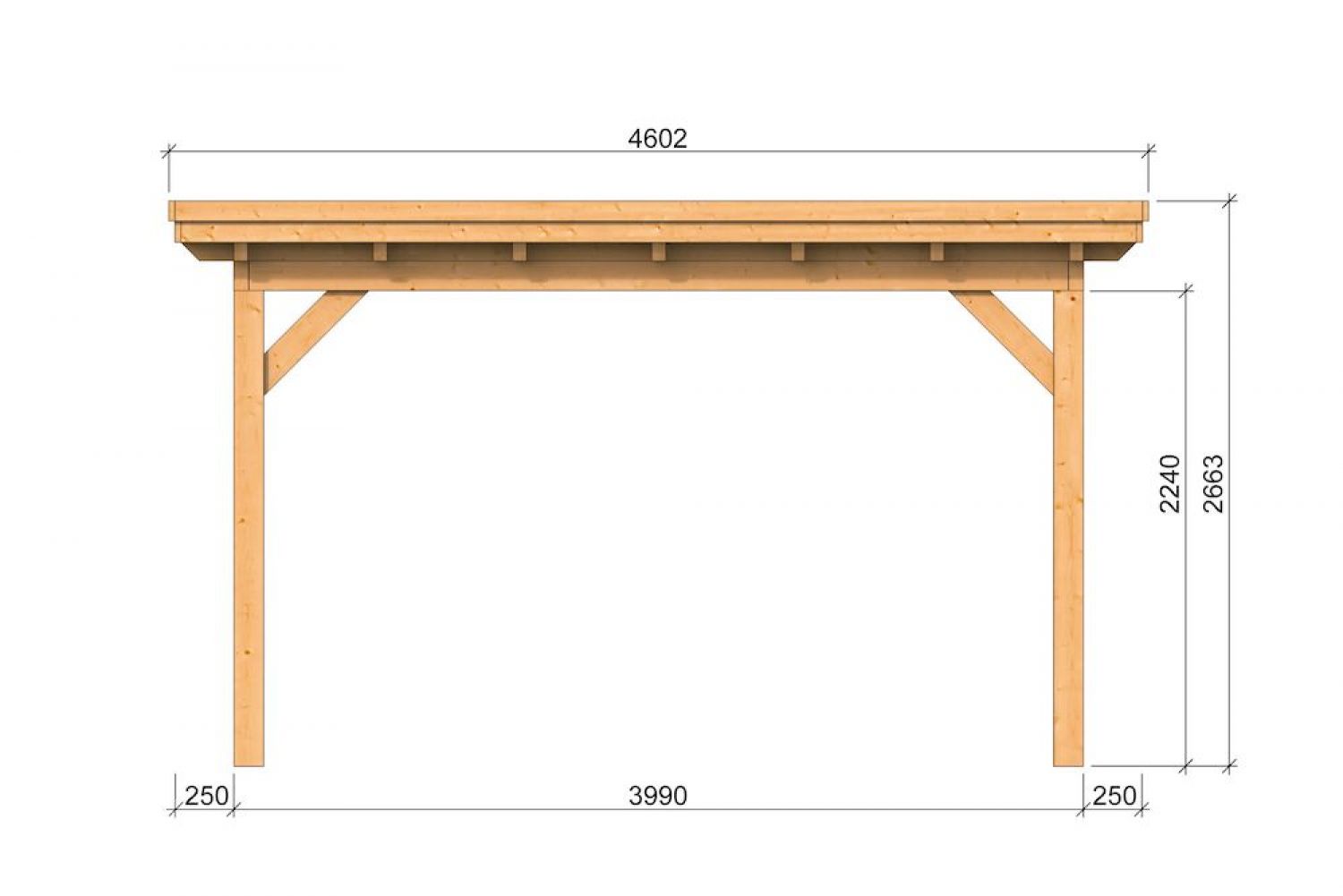 Overkapping Plat Dak Odense XXL Type 1 Red Class Wood 650 x 450 - blanke wanden