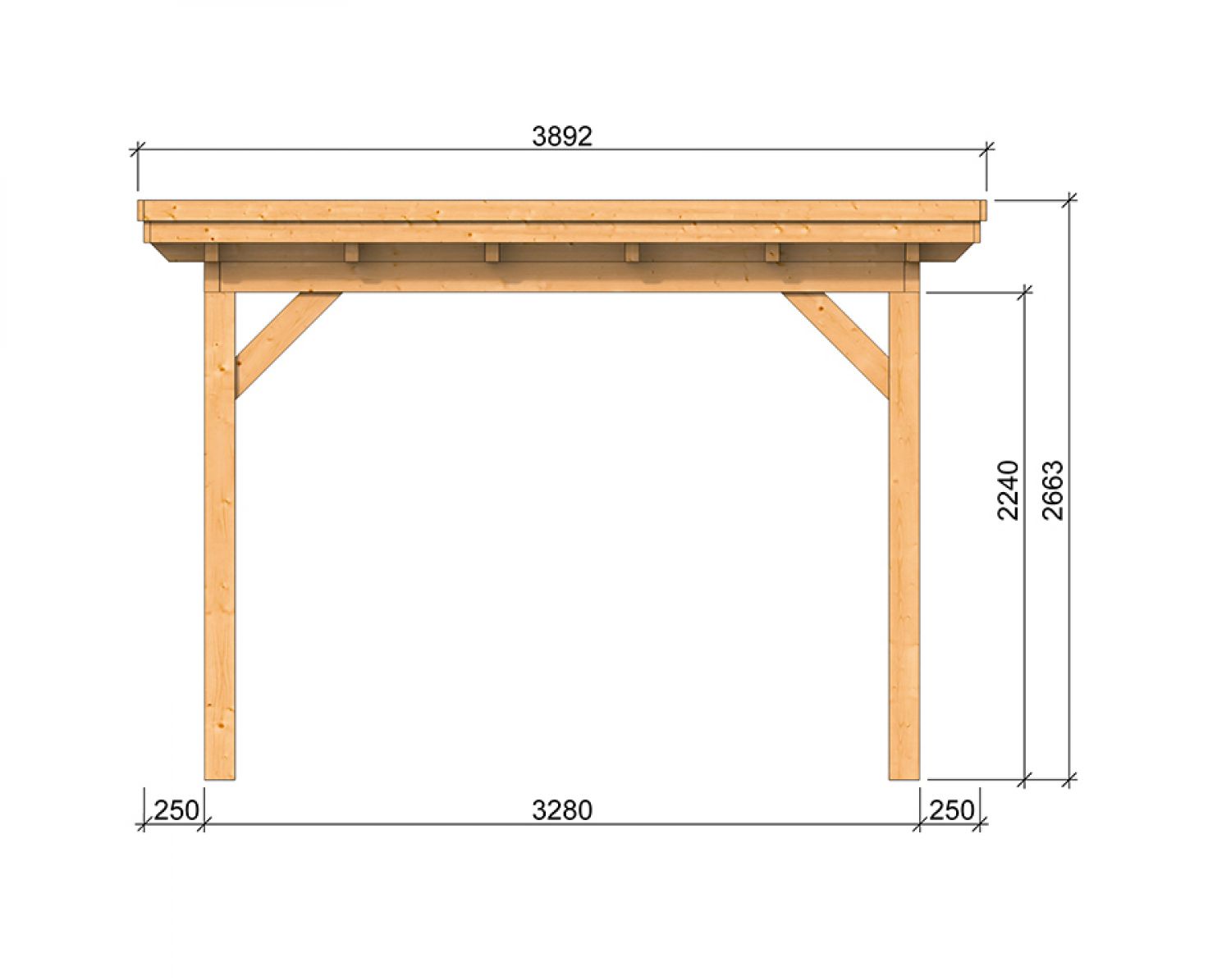 Overkapping Plat Dak Odense XXL Type 4 Red Class Wood 650x450 cm - Zwarte wanden