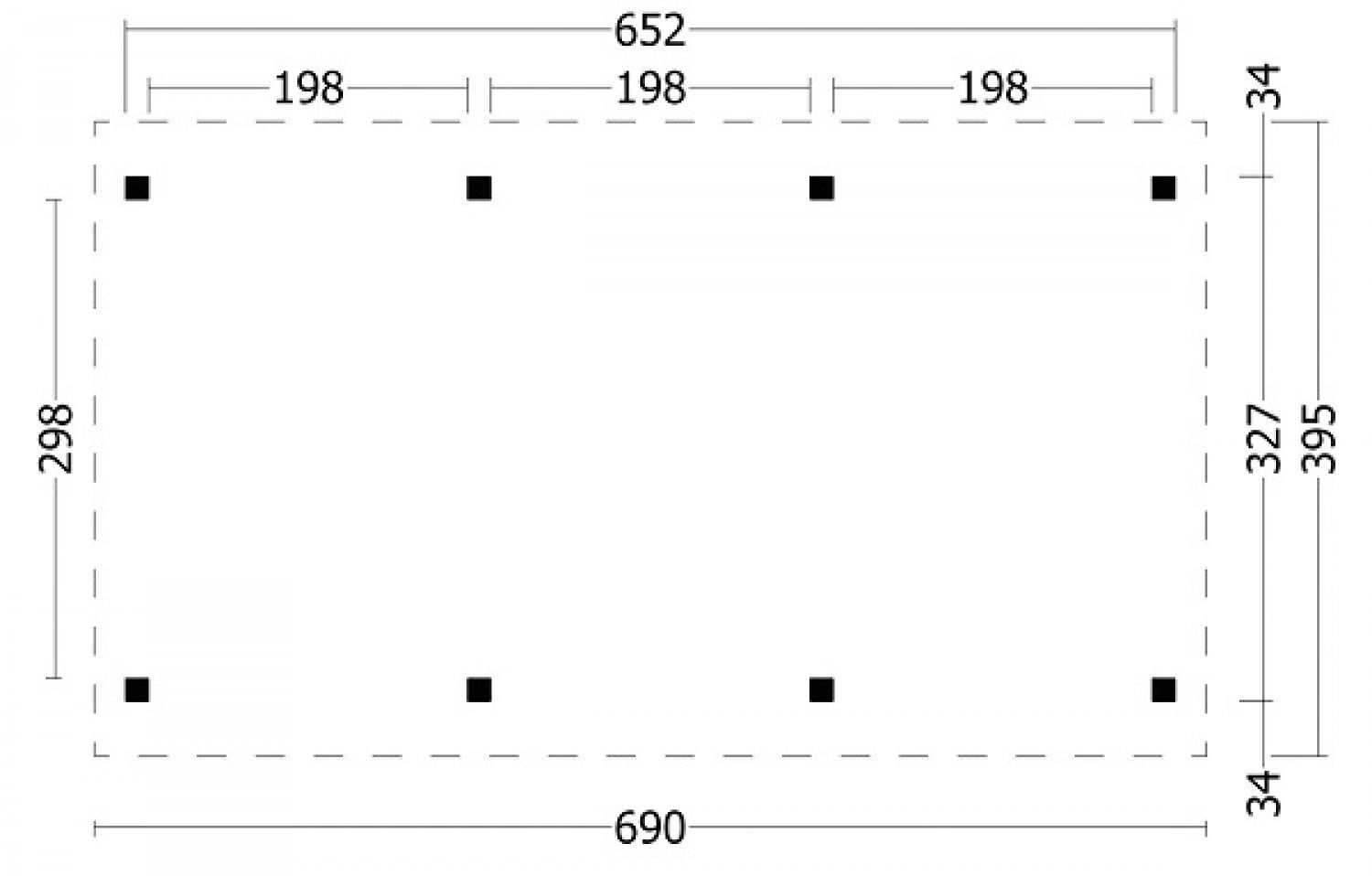 Plattegrond Overkapping Hamar L type 5 690x395 cm