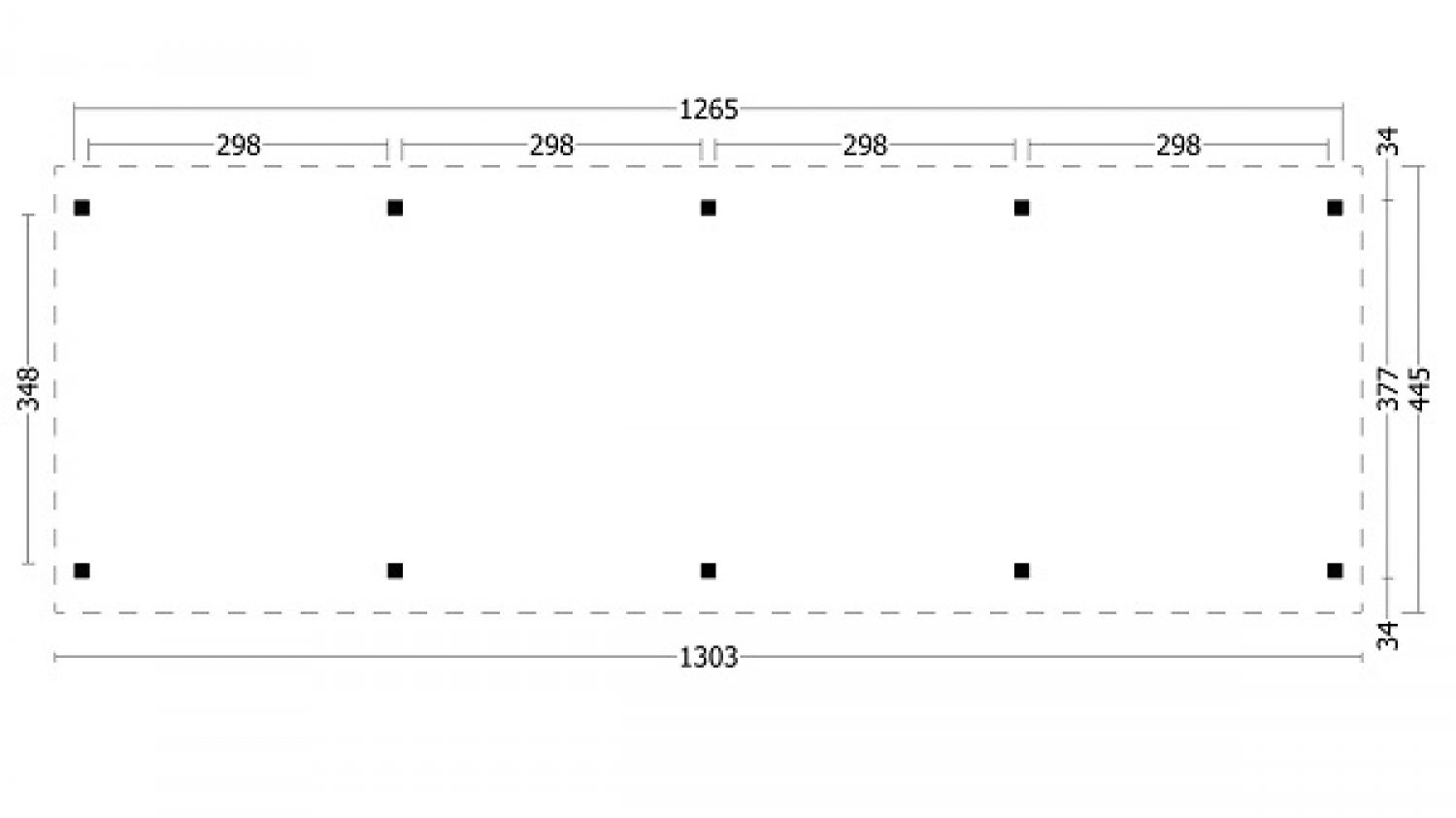 Plattegrond Overkapping Hamar XL type 9 1303x445 cm