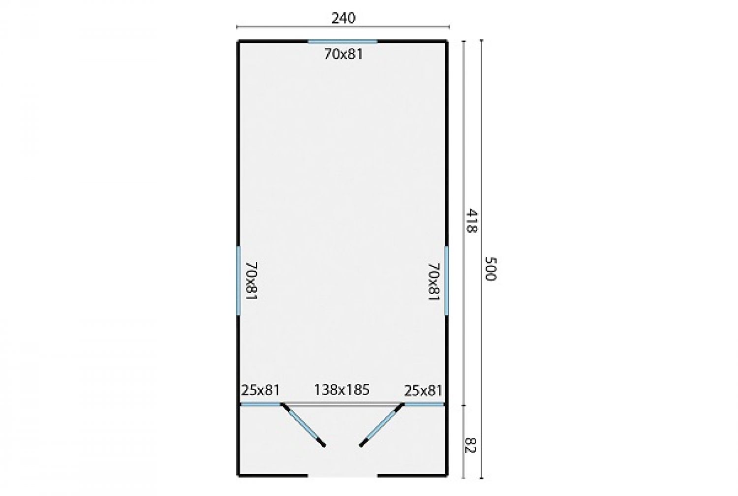 Pipowagen 505x240 inclusief veranda plattegrond