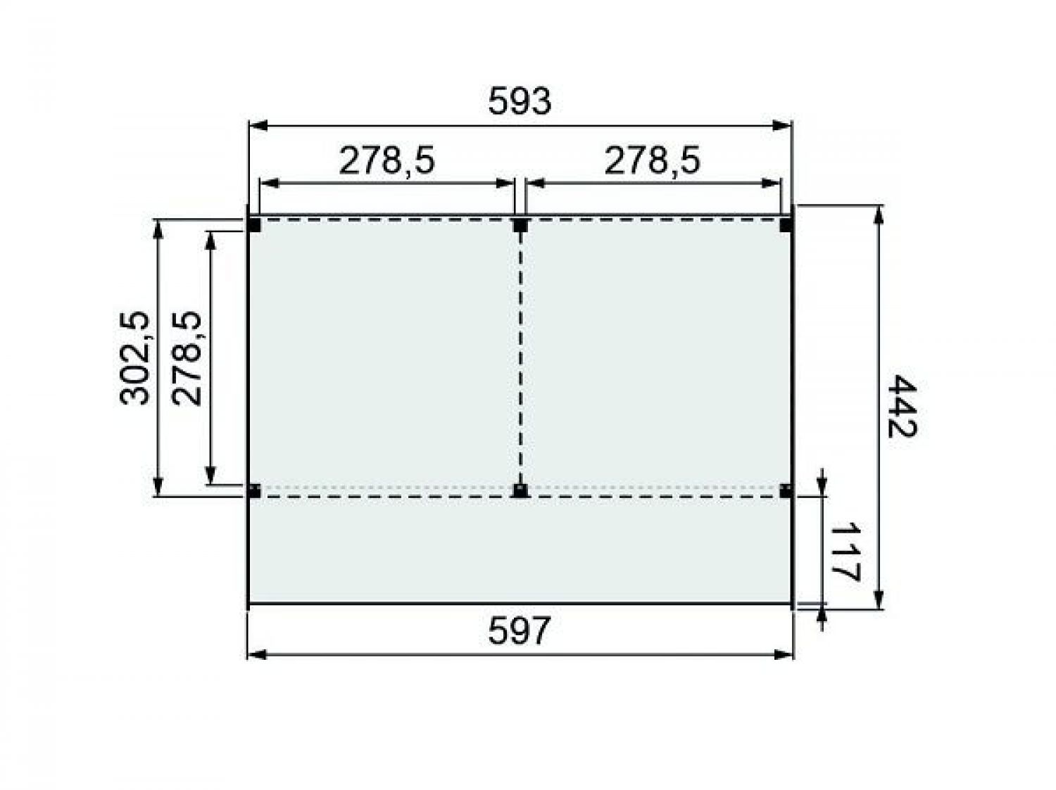 Plattegrond Douglasvision DIY kapschuur 600x300 cm