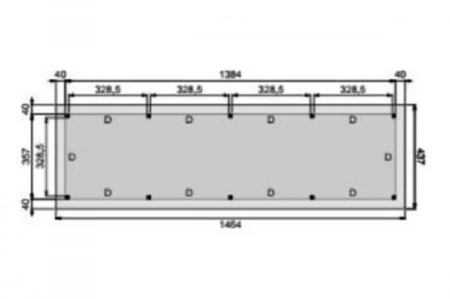 Overkapping Prestige 1200x500 cm plattegrond