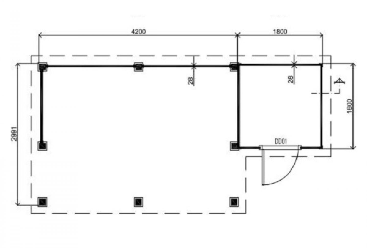 Tuinhuis Prima Olympia - 600x300 cm plattegrond