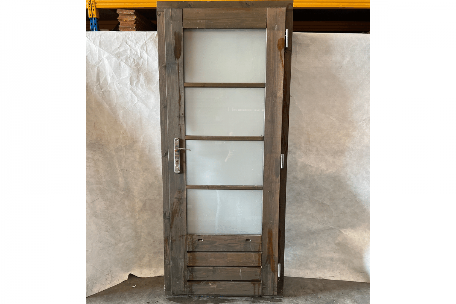 Deur 88x203 cm met dubbel melkglas - grafietgrijs - incl. hang- en sluitwerk - SALE01345