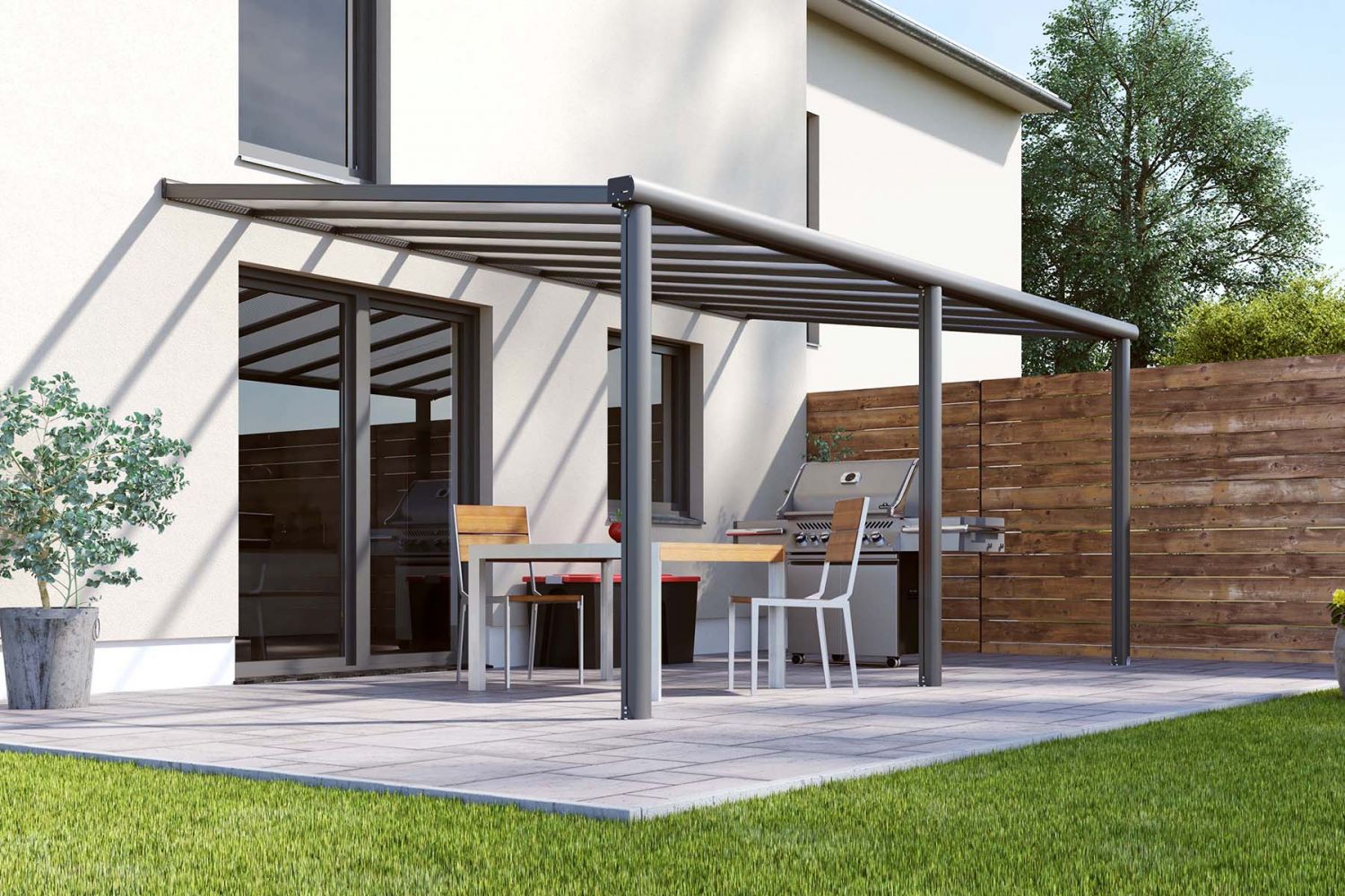 DHZ-veranda Smartline 544x250 cm - Antraciet structuur