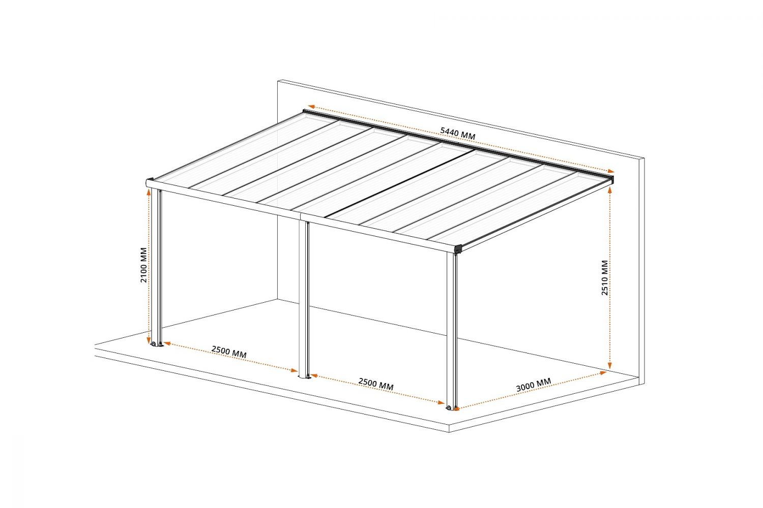 DHZ-veranda Smartline 544x300 cm - Antraciet structuur