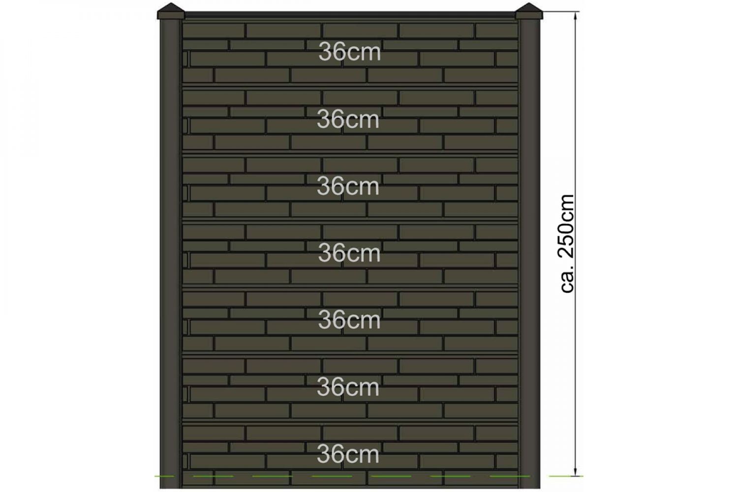 Betonnen eindpaal antraciet 11,5x11,5x280 cm