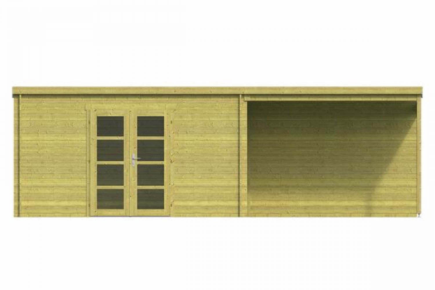 Blokhut Orlando 400x300 cm + luifel 300 cm + groen geïmpregneerd