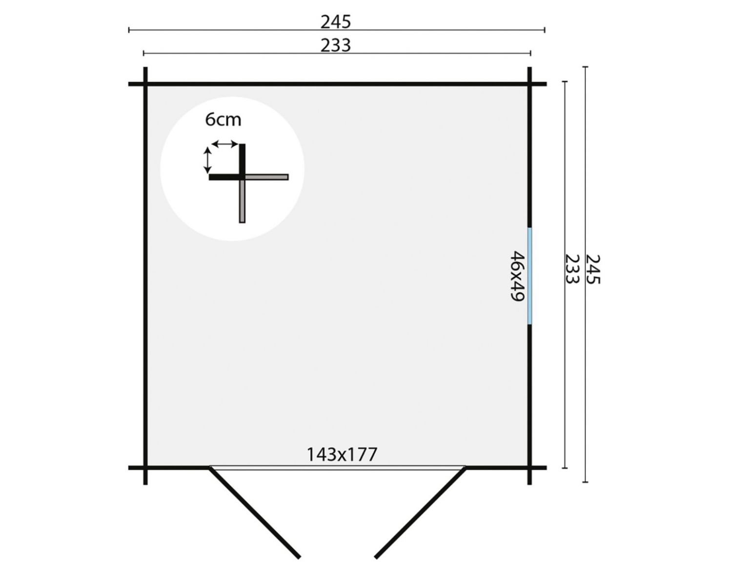 Blokhut Valery 245x245 cm - Red class wood geïmpregneerd