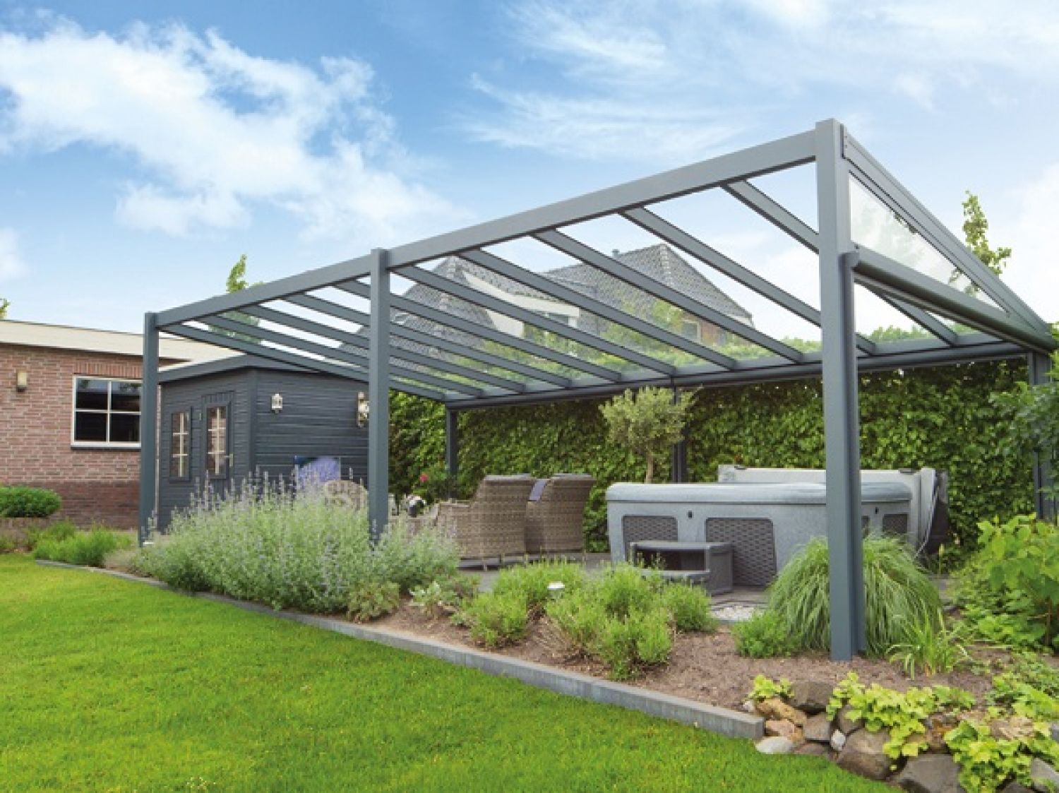 Profiline terrasoverkapping - vrijstaand - 600x250 cm - polycarbonaat dak