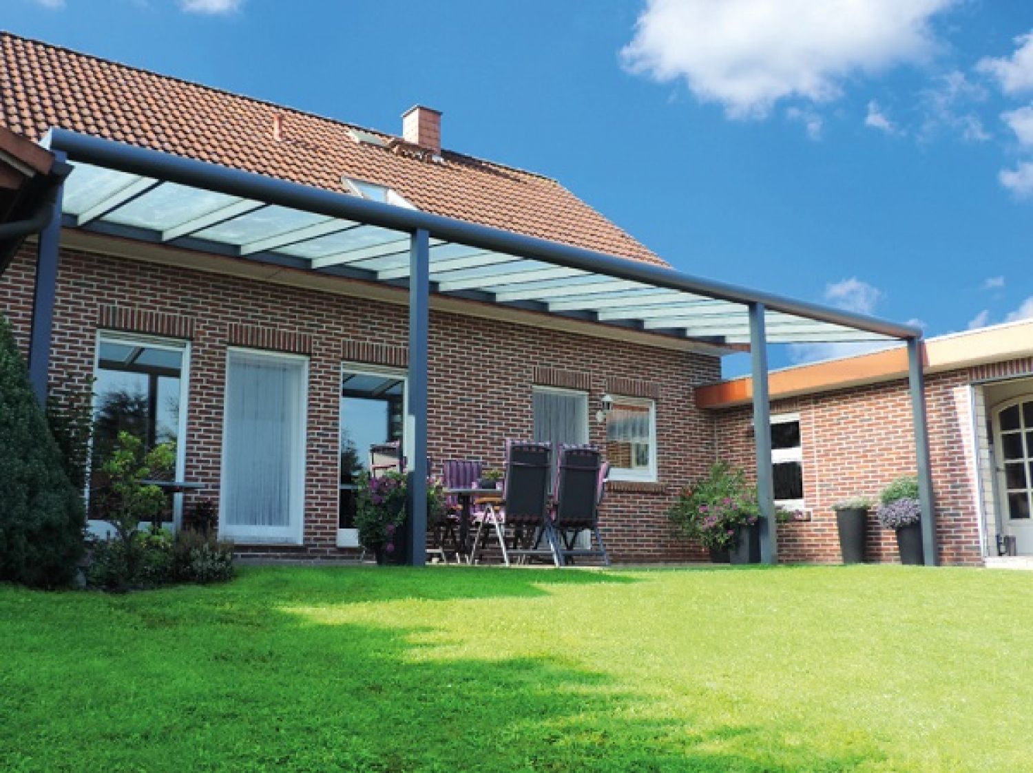 Profiline XXL veranda 1400x350 cm - polycarbonaat dak