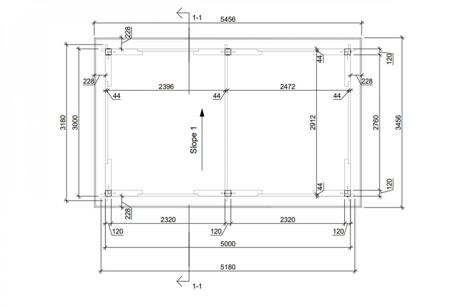 Carport 300x500 cm plat dak