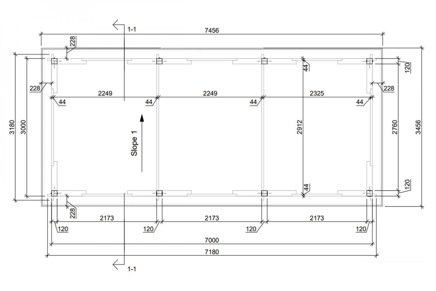 Carport 300x700 cm plat dak