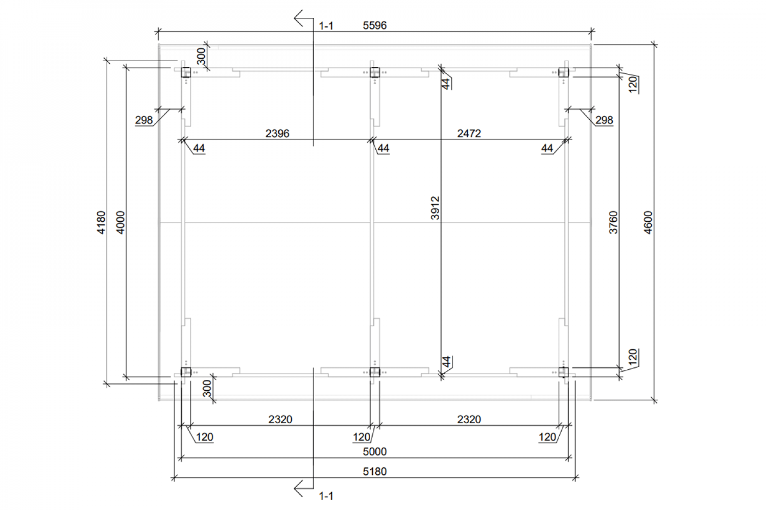 Carport 400x500 cm zadeldak