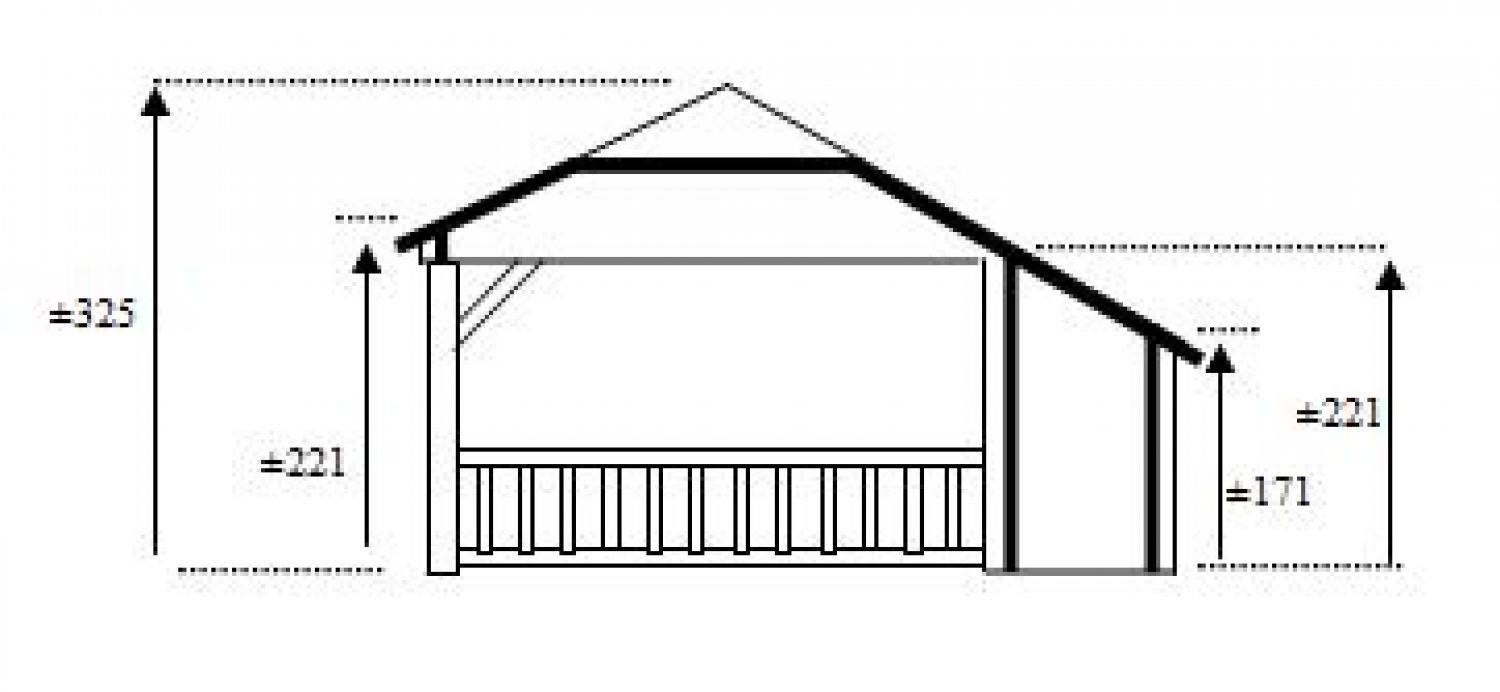 Wolfskapschuur WKS2 745x535 cm plattegrond voor