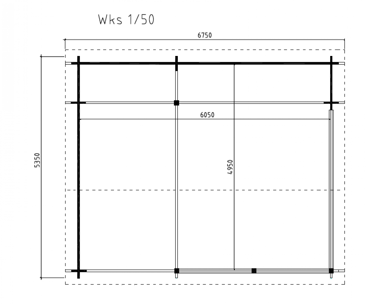 Wolfskapschuur WKS1 645x535 cm gecoat plattegrond boven