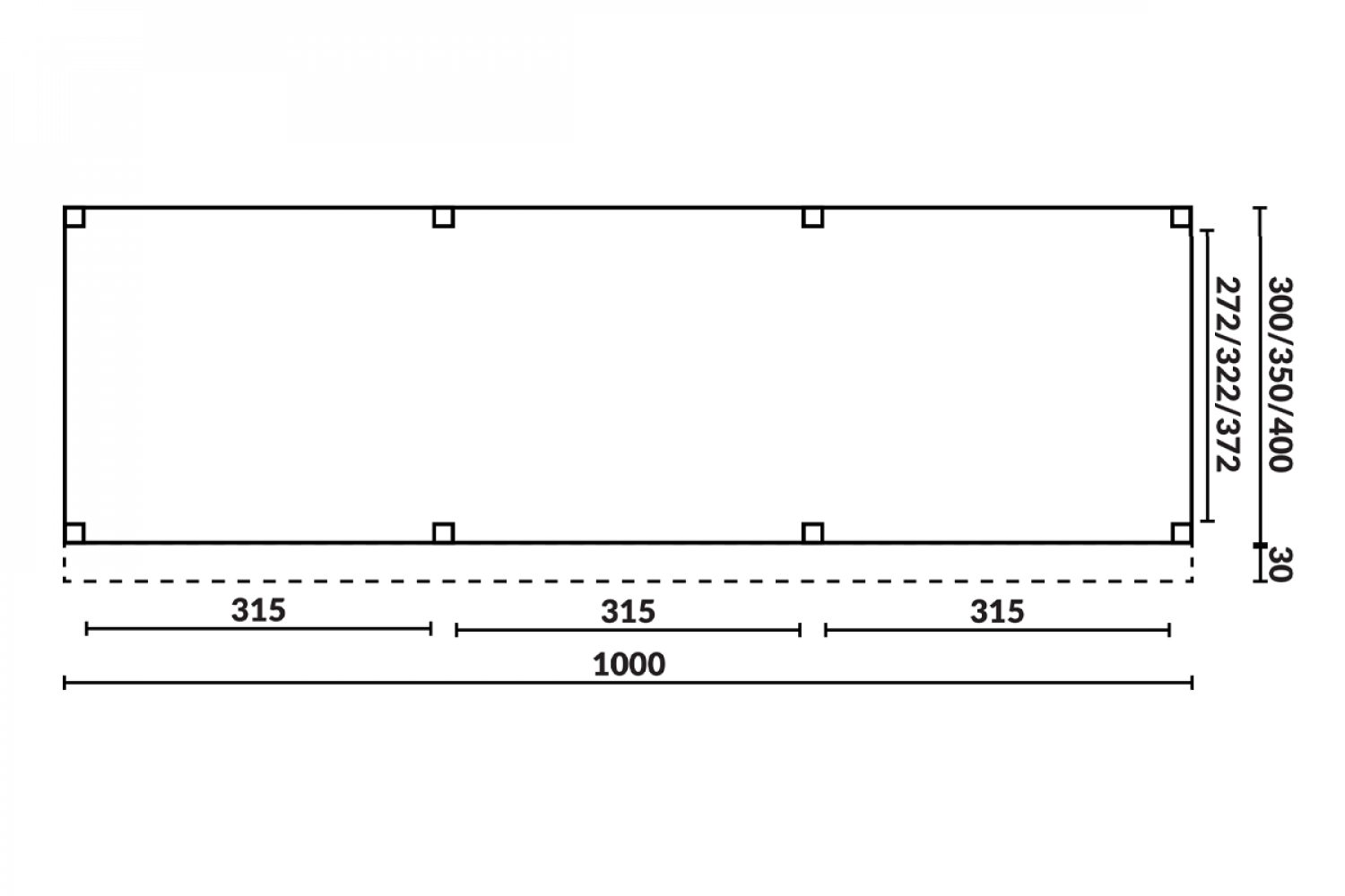 Buitenverblijf Sublime Plat dak - 1000 x 350 cm