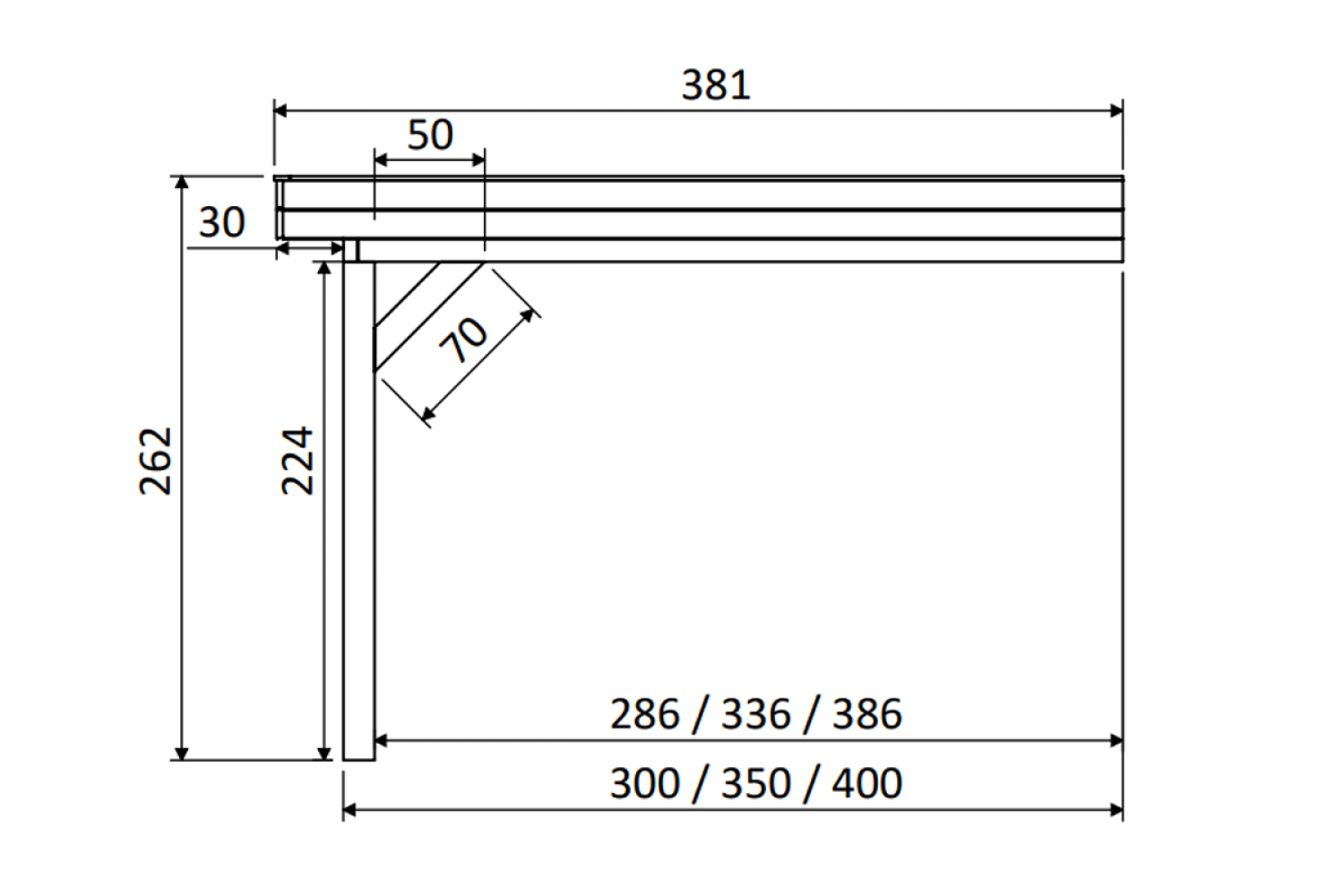 Aanbouwveranda SUBLIME Plat dak - 1000x300 cm