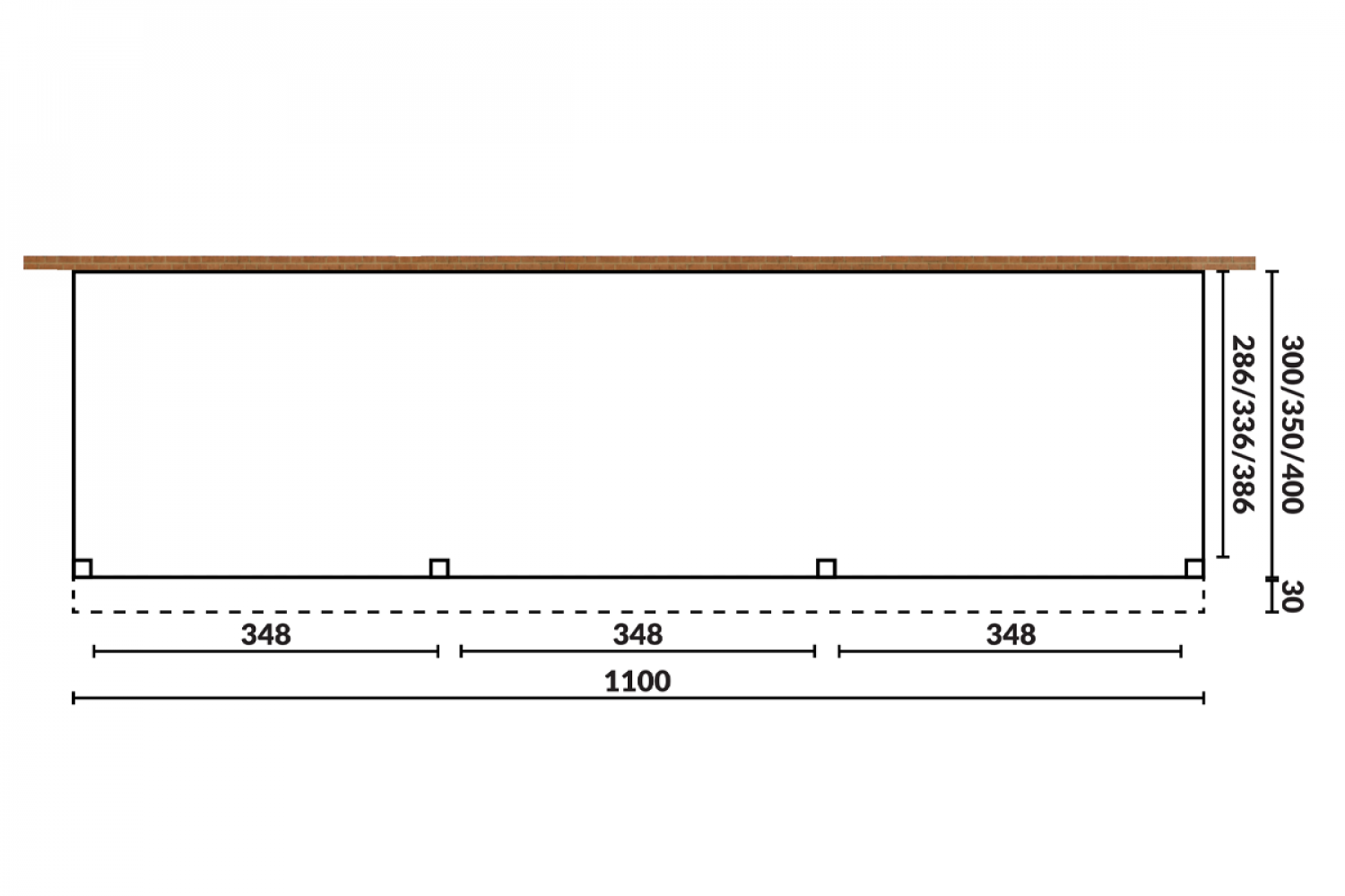 Aanbouw veranda Sublime plat dak - 1100 x 350 cm