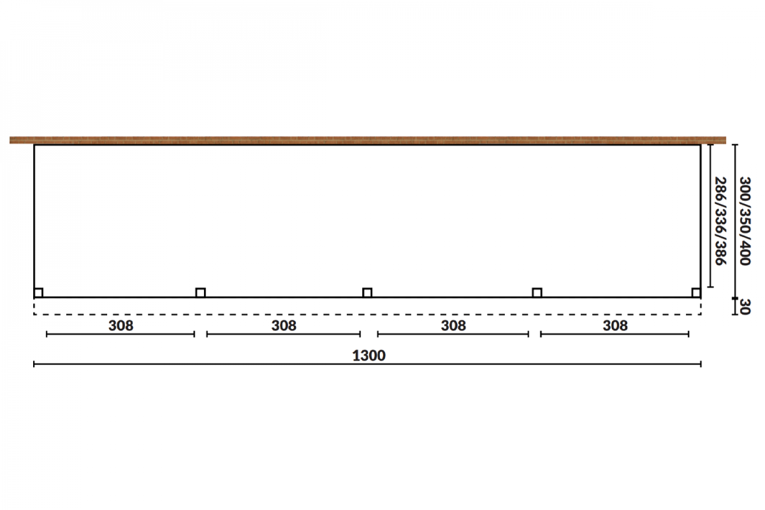 Aanbouw veranda Sublime plat dak - 1300 x 400 cm