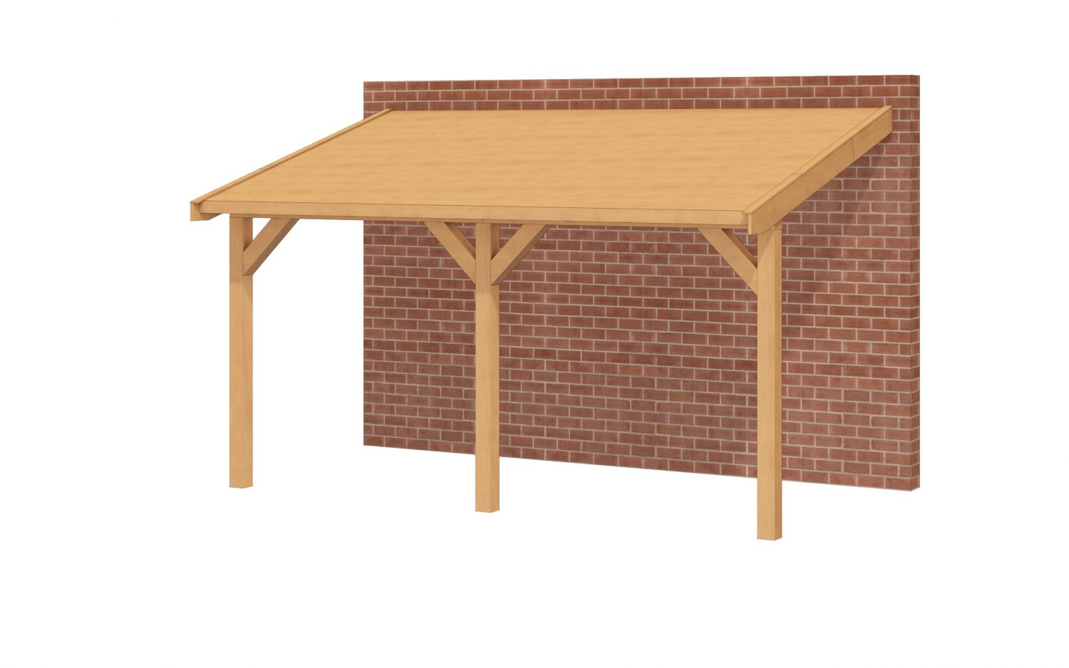 Aanbouw veranda Oblique schuin dak - 500 x 300 cm - Dakbeplanking