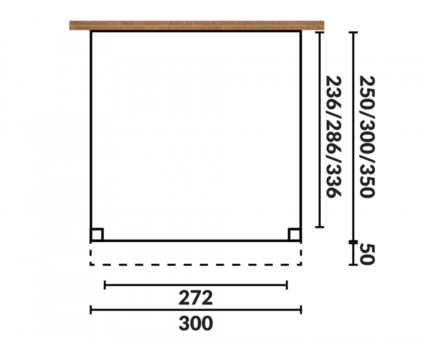 Aanbouw veranda Oblique schuin dak - 300 x 350 cm - Dakbeplanking