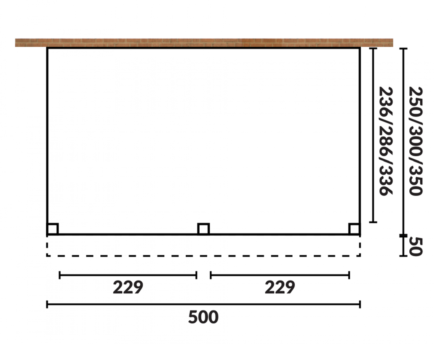 Aanbouw veranda Oblique schuin dak - 500 x 350 cm - Dakbeplanking