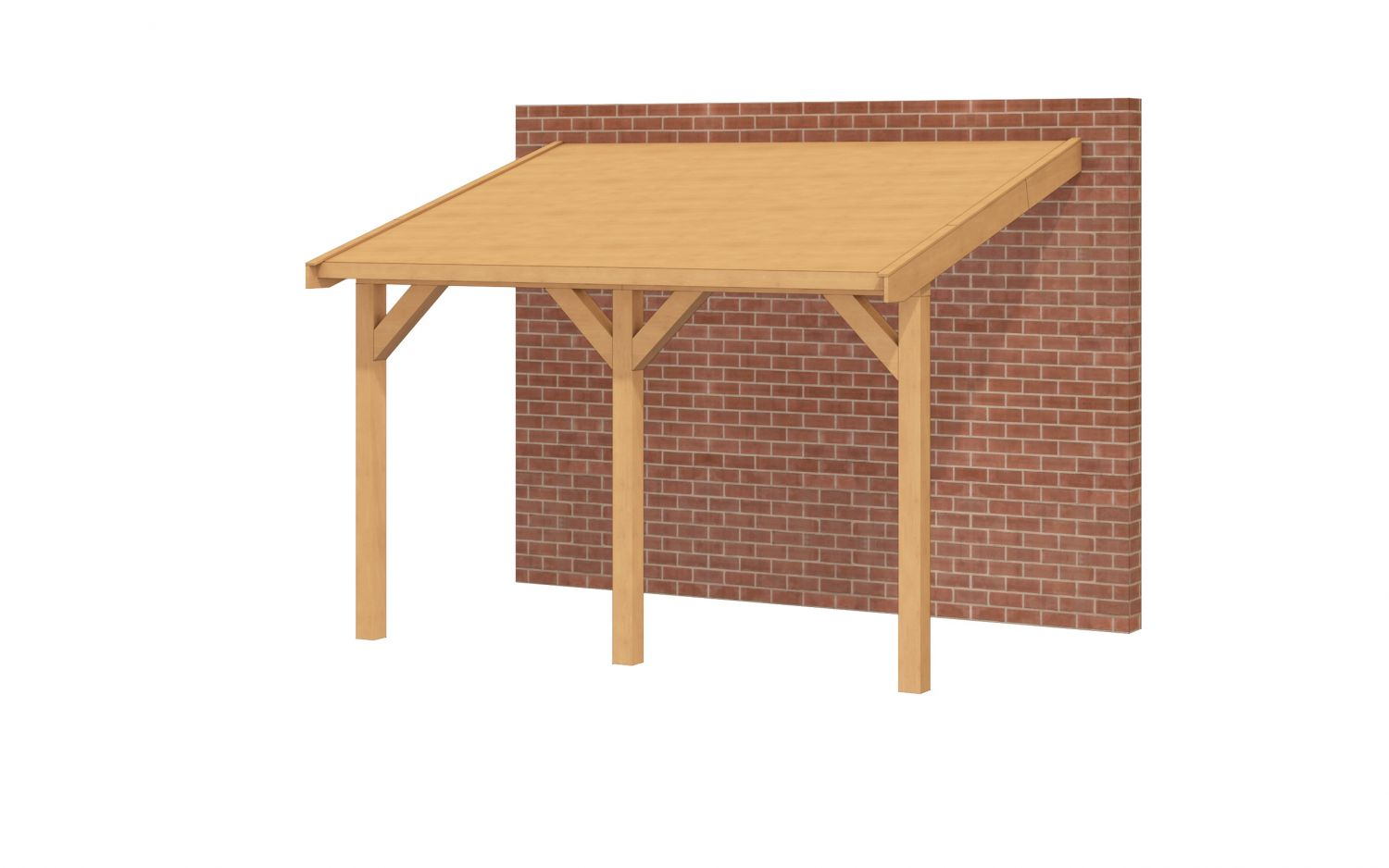 Aanbouw veranda Oblique schuin dak - 400 x 400 cm - Dakbeplanking