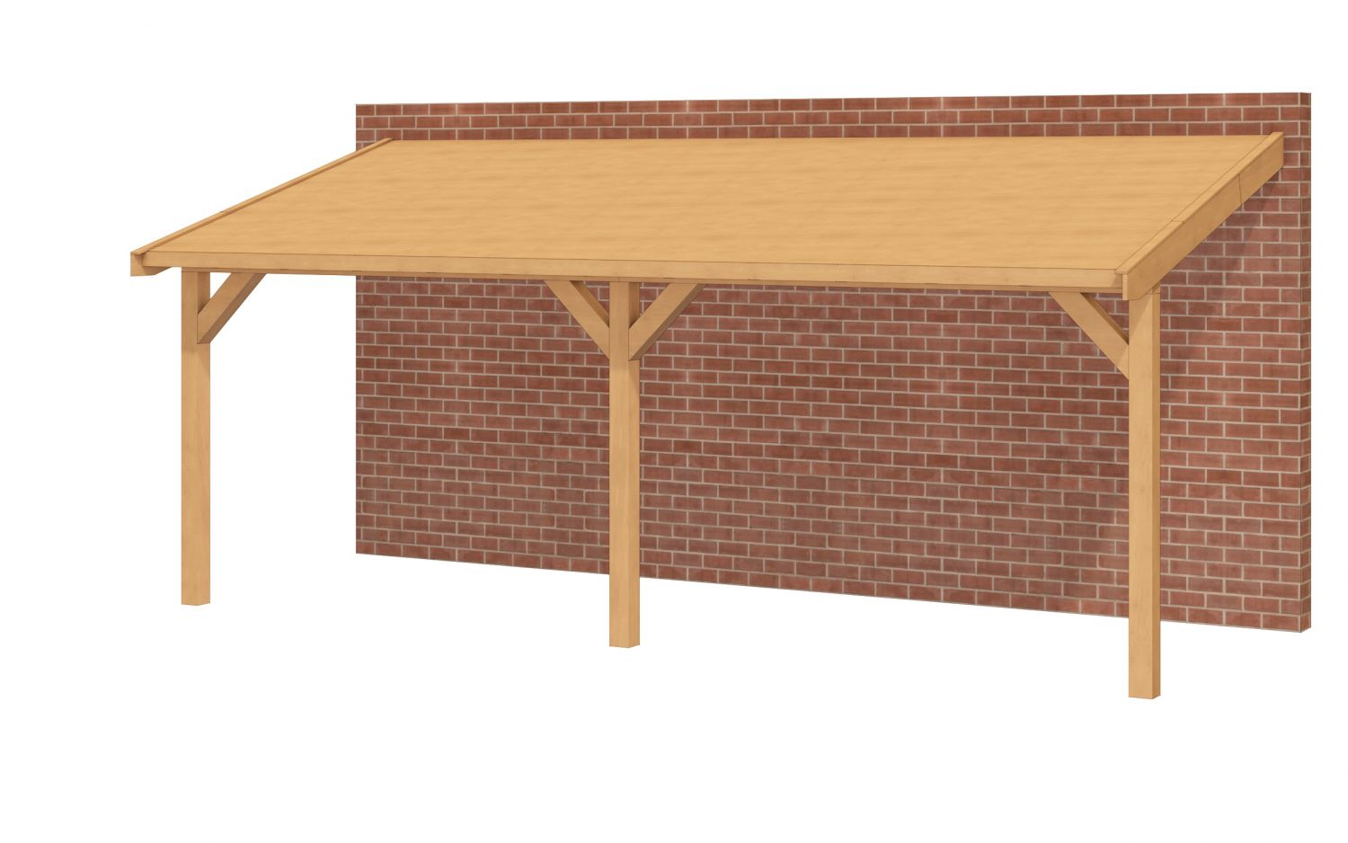 Aanbouw veranda Oblique schuin dak - 700 x 400 cm - Dakbeplanking