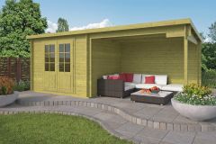 Blokhut Freddy 300x250 cm + luifel 298 cm - groen geïmpregneerd