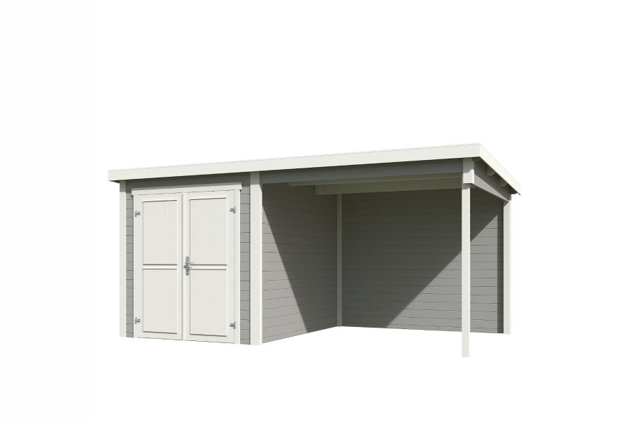 Tuinhuis Finn 450x250 cm - Platinum Grey-Wit gecoat