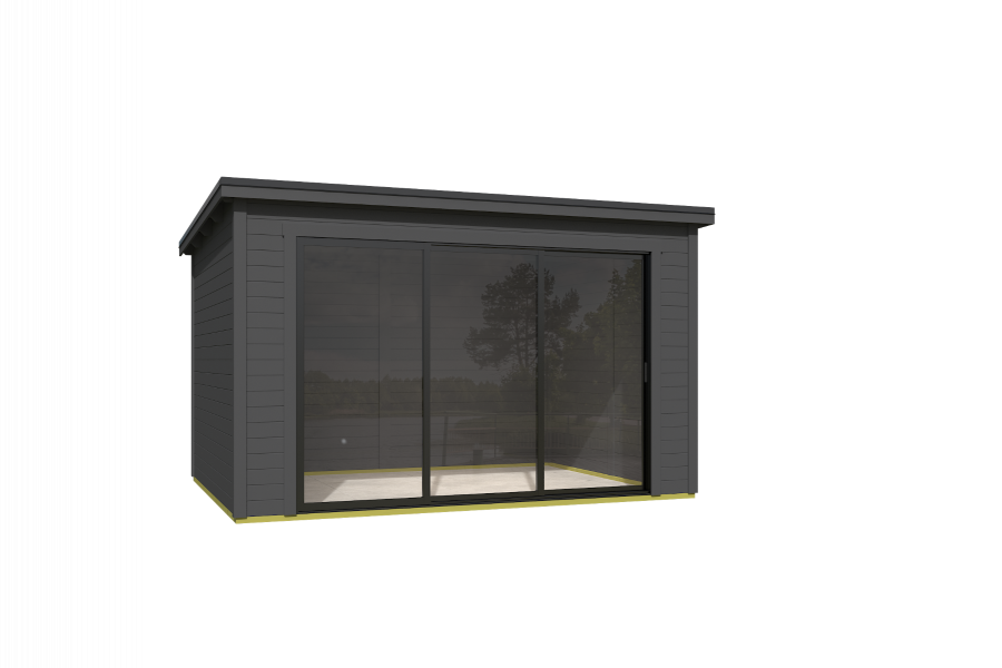 Outdoor Life Pernilla Tuinhuis 385x295 cm 28 mm vuren Carbon Grey gecoat