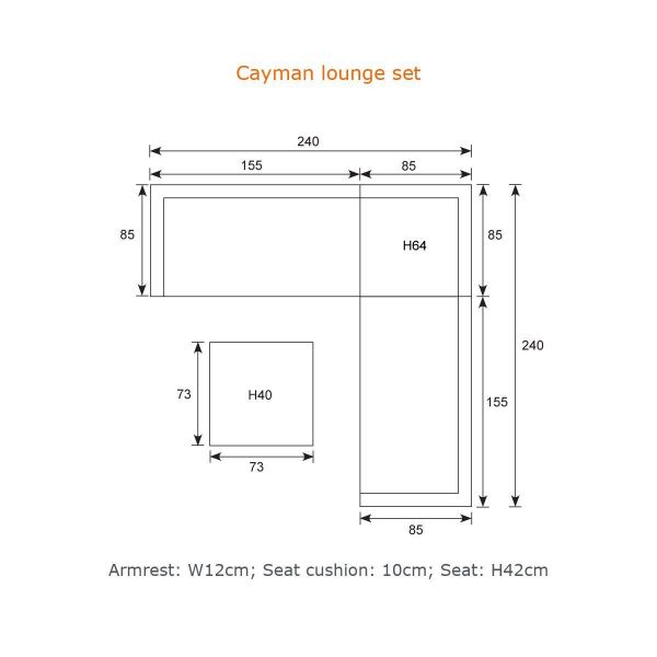 Cayman II loungeset 4-delig organic grey / donker antraciet