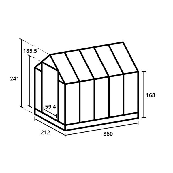 Royal Well Mary III aluminium tuinkas 212x360 cm groengrijs