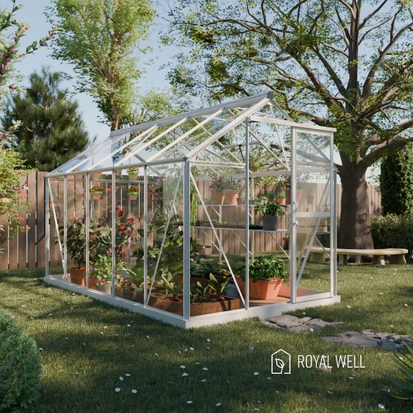 Royal Well Mary III aluminium tuinkas wit met veiligheidsglas