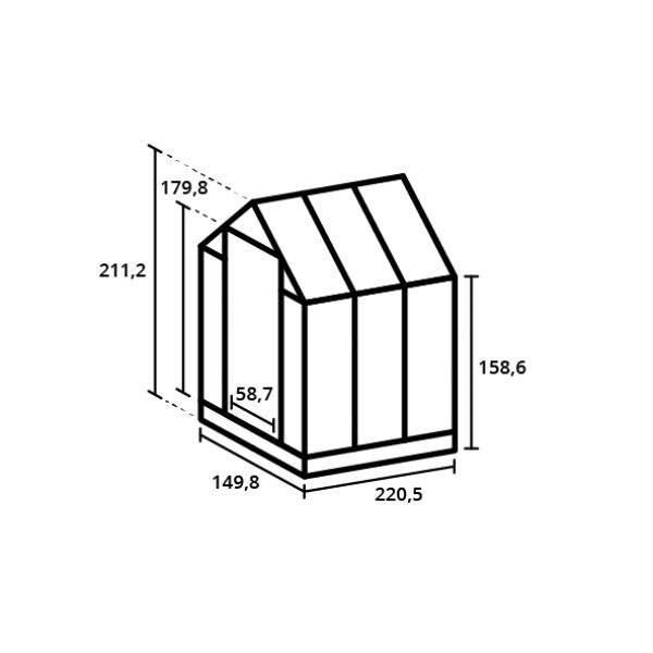 Royal Well Anne II tuinkas 150x220 cm groengrijs met 3mm veiligheidsglas (inclusief fundament)