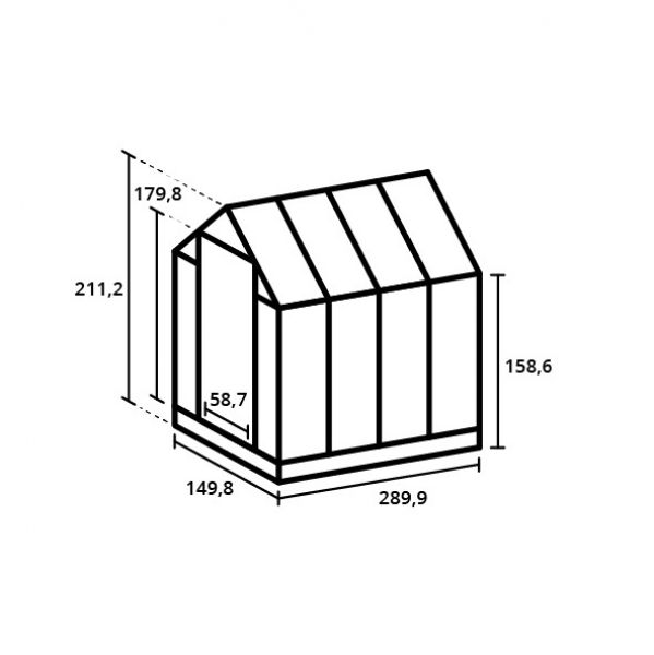 Royal Well Anne III tuinkas 150x290 cm groengrijs met 3mm veiligheidsglas (inclusief fundament)