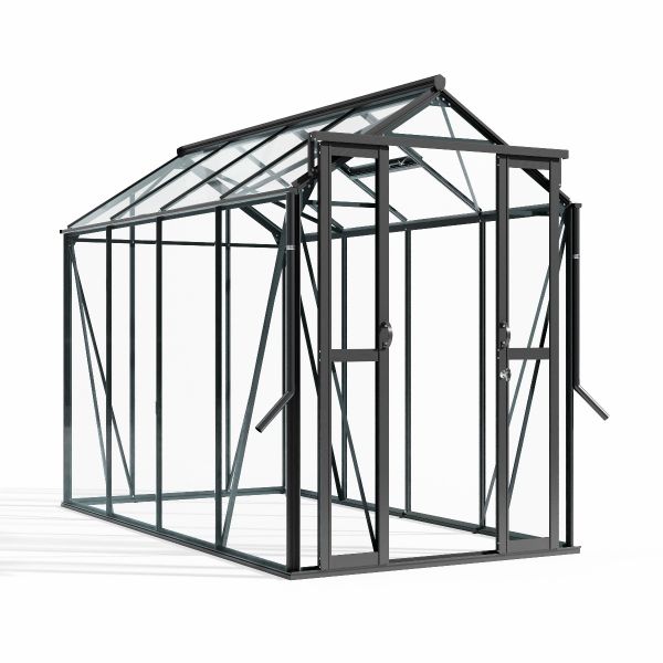 Royal Well Anne III tuinkas 150x290 cm zwart met 3mm veiligheidsglas (inclusief fundament)