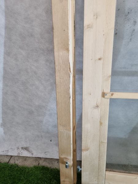 Dubbele vurenhouten deur, blank – volglas met roedeverdeling (195,5 x 166,5 cm) - SALE25067