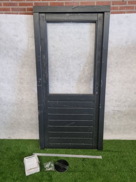 Houten antraciete deur – compleet met kozijn, hang- en sluitwerk (219 x 106,5 cm) - SALE25093