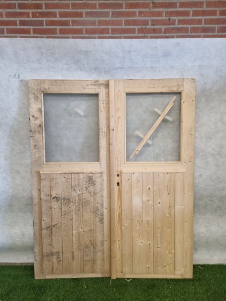 Dubbele houten deuren – enkel glas, zonder hang- en sluitwerk (178 x 140 cm) - SALE25106