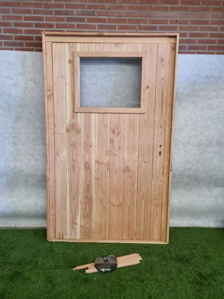 Nieuwe douglas deur met kozijn – enkel raam (222 x 136,5 cm) - SALE25109