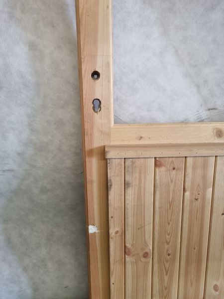 Enkele houten deur – met gebroken ruit, zonder hang- en sluitwerk (182 x 77 cm) - SALE25129